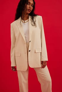 Striped Oversized-fit Blazer