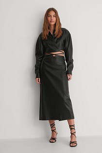 PU rok met strik in de taille