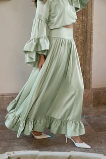 Wide Flounce Maxi Skirt