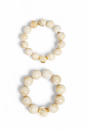Beige 2er-Pack Armband mit Perlen