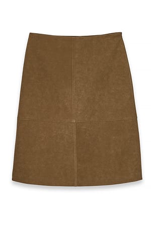 Beige A-line Faux Suede Skirt