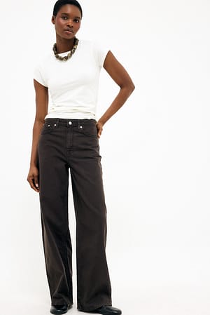 Brown Jean large taille haute Alley