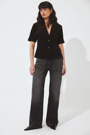 Dark Grey Jean large taille haute Alley