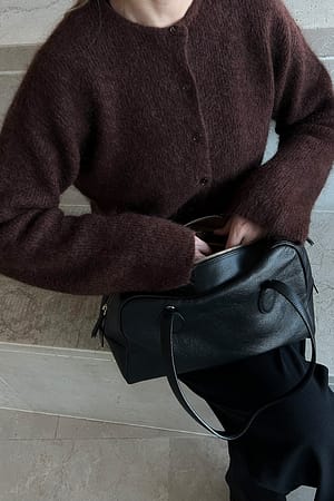 Brown Gebreid vest van mohairmix