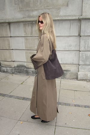 Brown Cabas en daim souple