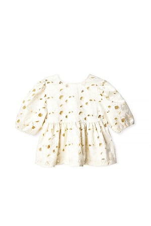 Cream Anglaise Puff Sleeve Blouse