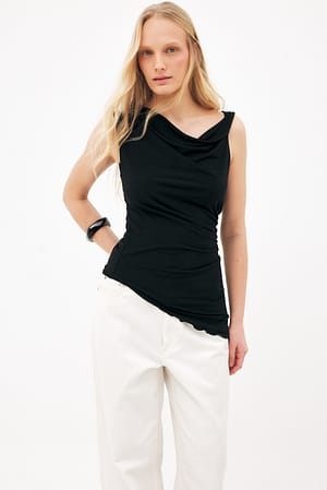 Black asymmetrisches Jersey-Oberteil