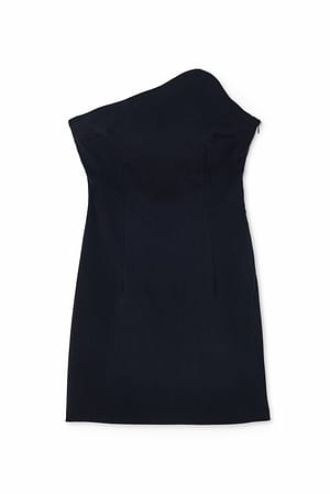 Black Asymmetrisches Bandeau-Minikleid