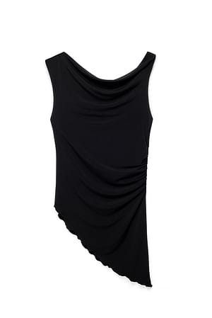 Black asymmetrisches Jersey-Oberteil