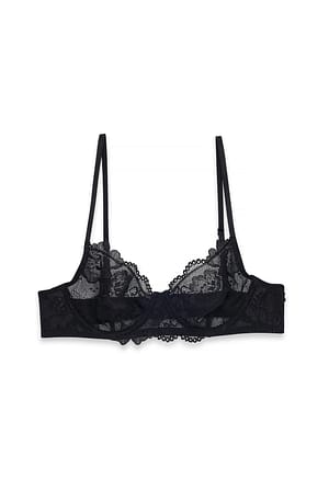 Black Balconette-bh med blonder