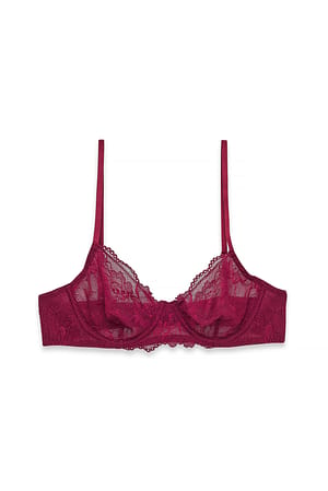 Wine Red Balconette-bh med blonder