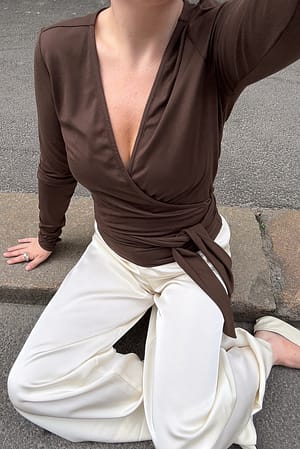Brown Ballet-Wrap-Top