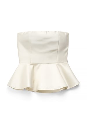 Cream Bandeau Peplum Top