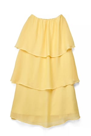 Light Yellow Bandeau Tiered Volume Maxi Dress