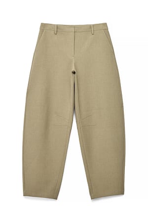 Khaki Green Pantalón de tiro medio con pernera de barril
