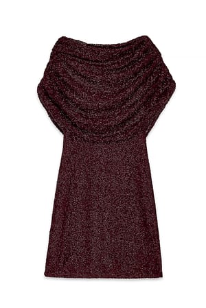 Plum Beaded Cape Mini Dress