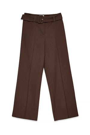 Dark Brown Habitbukser med bindebånd i taljen og mellemhøj talje