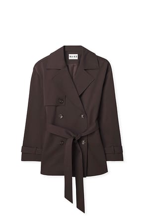 Brown Kort trenchcoat med belte