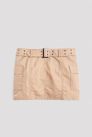 Beige Minikjol med bälte