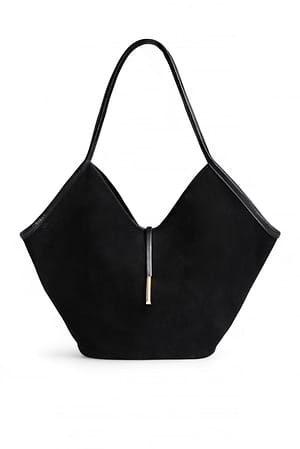 Black Stor trekantet tøypose i semsket skinn