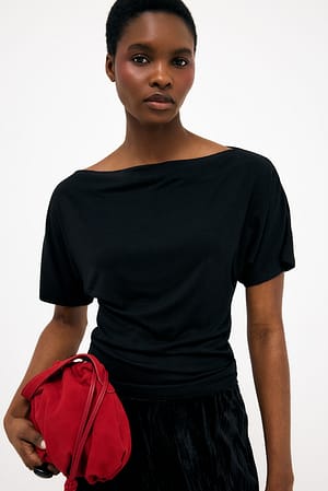 Black Boat Neck T-Shirt