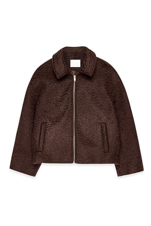 Brown Boucle Zip Jacket