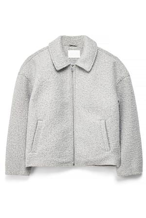 Grey Melange Boucle Zip Jacket