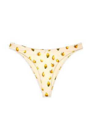 Fruit Print Bikinitruse med trykk og sløyfedetaljer