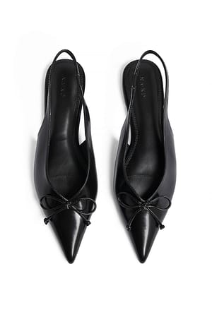 Black Ballerinasko med slingback og sløyfedetaljer