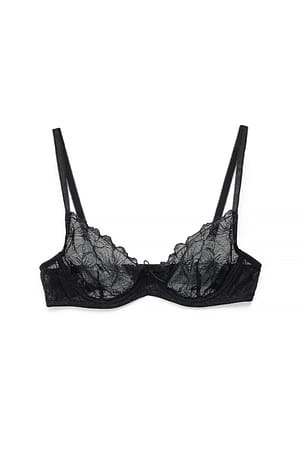 Black Bow Detailed Wire Bra
