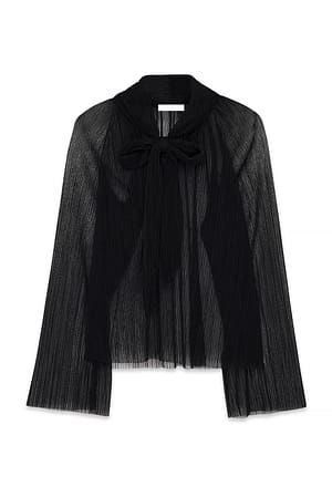 Black Bluse med sløyfe i halsen