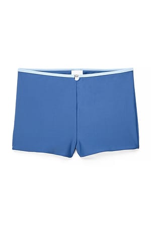 Blue Buckle Detail Bikini Shorts