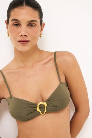 Khaki Green Buckle Bikini Top