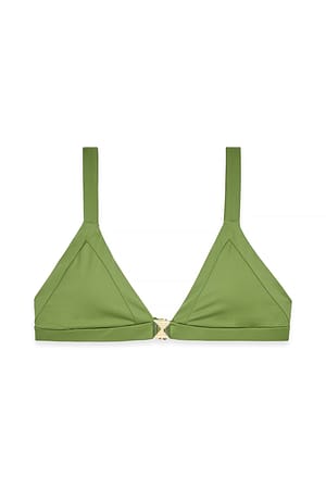 Green Buckle Detail Bikini Top