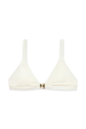 Offwhite Top de bikini con detalle de hebilla