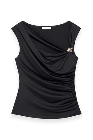 Black ärmelloses Oberteil mit Schnallendetail