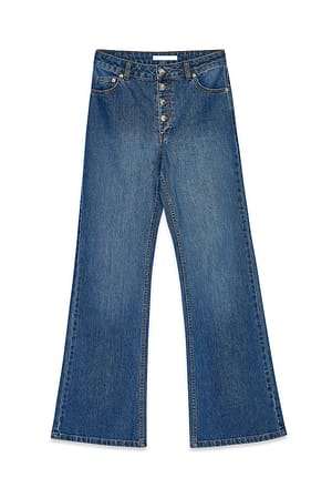 Blue Bootcut jeans med knapdetalje