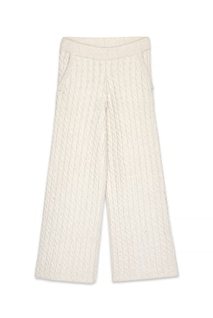 Beige Pantalon en maille torsadée