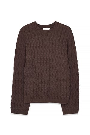 Brown Cable-Strickpullover
