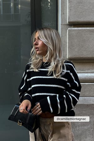 Black Striped Knitted Sweater