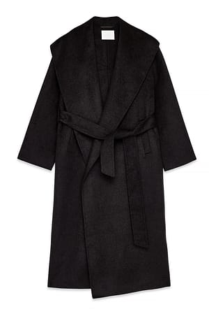 Taupe Cape kraag detail jas van wol