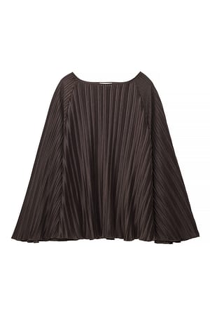Brown Cape Pleated Blouse