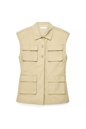 Light Green Vest med lommedetaljer og cargolomme