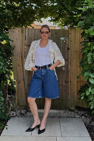 Mid Blue Vid denimshorts med lavt liv