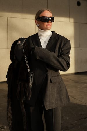 Dark Grey Getailleerde double-breasted blazer