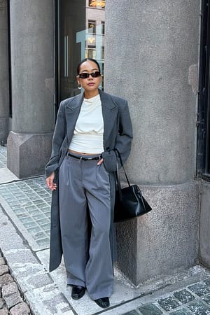 Grey Schwere Anzughose mit niedriger Taille