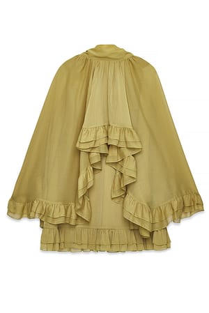 Khaki Chiffon Cape Mini Dress