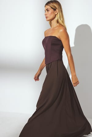 Brown Chiffon Maxi Skirt