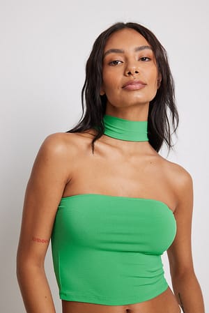 Green Bandeau-topp med chokerdetaljer