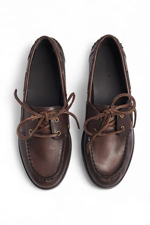 Brown Chunky Leder-Slipper